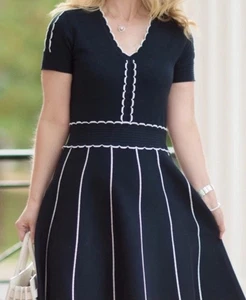 EUC Draper James Jakobsmuschel Pullover Strick Marine Kleid L - Bild 1 von 4