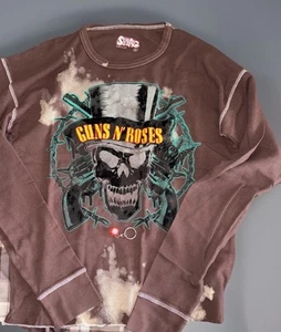 GUNS N ROSES Embroidered Brown Thermal Woman’s L W/ Bonus GNR 2012 LV Key Chain! - Picture 1 of 7