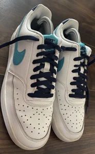 Nike Court Vision Low White Blue Void Turquoise Trainers 2021 Uk Size 8 - Picture 1 of 10