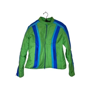 Vintage Innsbruck Hipster Green Blue Ski Jacket Sz M Nylon Zipper Retro Unisex - Picture 1 of 13