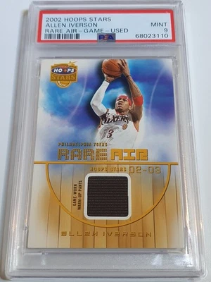 2002 NBA Hoops Stars Allen Iverson #PATCH Game Worn Jersey - PSA 9 (POP 2) - Image 1 of 3