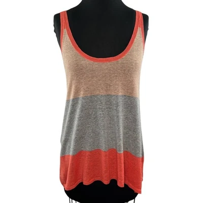 JOIE Kuma Colorblock в полоску без рукавов бак льняной шелк коралл желтовато-коричневый серый топ XS - Изображение 1 из 4