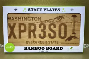 Washington State Cutting Board Bamboo License Plate Serving Cheese Platter Gift - Picture 1 of 14