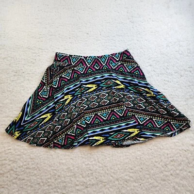 Rue 21 Flirty Mini Skirt L Southwest Pattern Colorful Tribal Cotton Stretch - Image 1 of 4