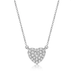 1/4 Carat Lab Grown Diamond Heart Pendant Necklace in 10k White Gold - Picture 1 of 7
