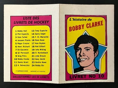 BOBBY CLARKE 1971-72 O-PEE-CHEE / TOPPS BOOKLETS (FRENCH) 69-70 NO 10    75712 - Image 1 of 2