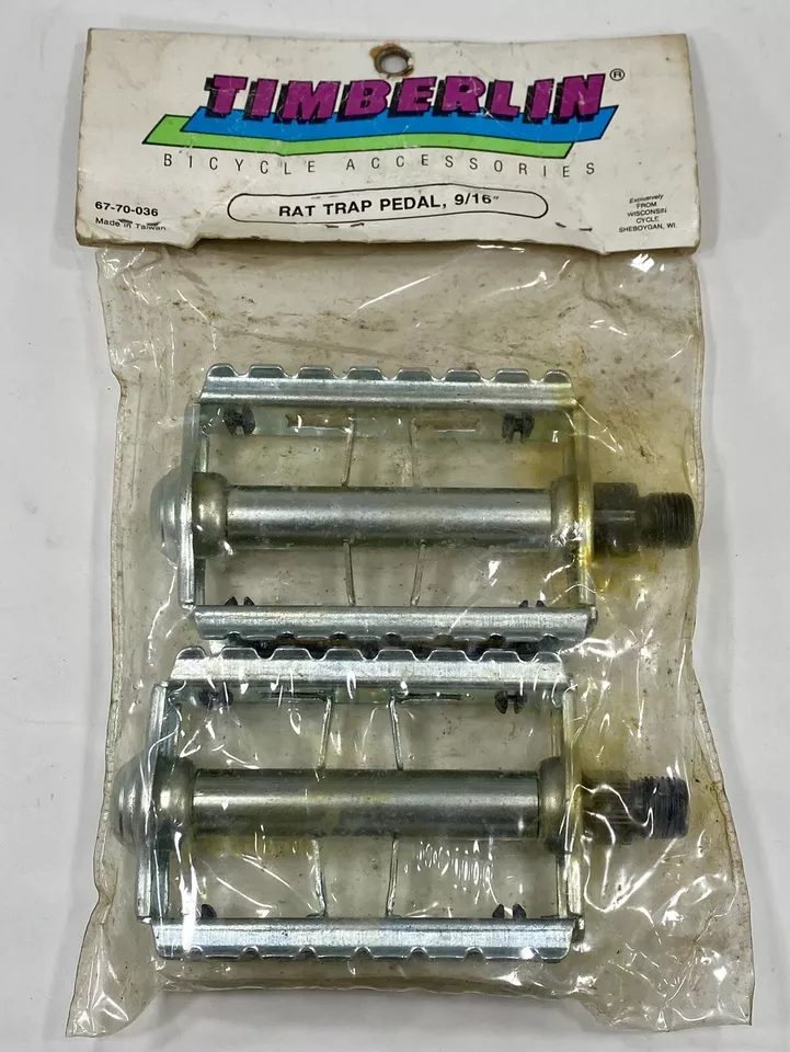 Vintage Timberlin Rat Trap Bicycle Pedals 9/16” NOS Wisconsin Cycle 1980’s BMX - Image 1 of 4