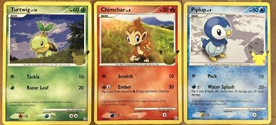 Pokemon TCG First Partner Pack Sinnoh Piplup Turtwig Chimchar 3x Jumbo Card - Image 1 of 2