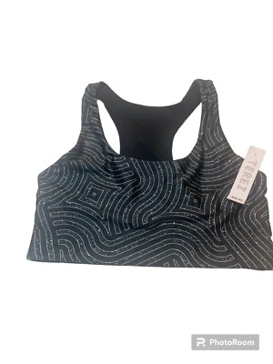 Terez Racerback Sports Yoga Exercise  Bra Black Patterned NWT Size M - Image 1 of 3
