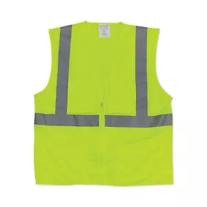 ANSI Class 2 Two-Pocket Zipper Mesh Safety Vest, 2X-Large, Hi-Viz Lime Yellow - Picture 1 of 4