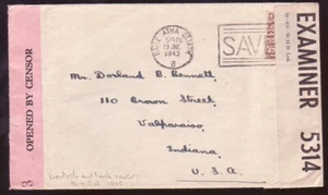 IRELAND 1943 BRITISH/IRISH CENSOR LABELS COVER - Foto 1 di 2