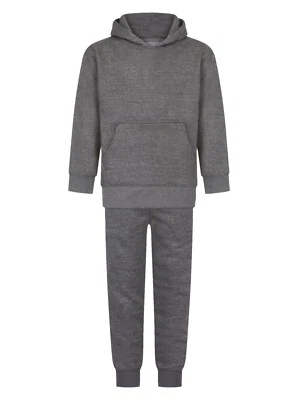 Boys Tracksuit Set Fleece Hoodie Top & Jogging Bottoms Charcoal Jogger Girl Pant - Image 1 of 2