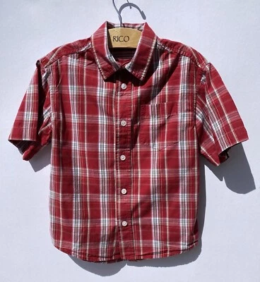 Cherokee Red/White Plaid Short Sleeve Shirt Button Down  XS-4/5 - Image 1 of 4