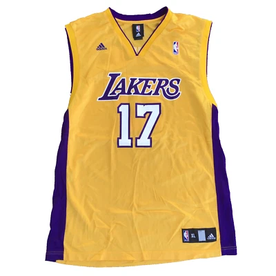 Camiseta deportiva de baloncesto Adidas Los Angeles Lakers Andrew Bynum para hombre talla XL amarilla LA Foto 1 de 4