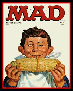 SELTENER 4,75" MAD Magazin Cornhole Aufkleber. Lustig 1972 #154 Cover Aufkleber für Auto. - Bild 1 von 2