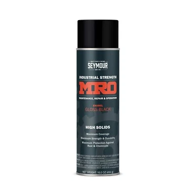 620-1415 Seymour MRO Industrial High-Solids Spray Paint, Gloss Black (16 oz)