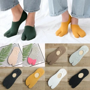 Women Two-Toed Boat Socks Sandal Flip Flop Split Toe Kimono Tabi Ankle Socks - Picture 1 of 21