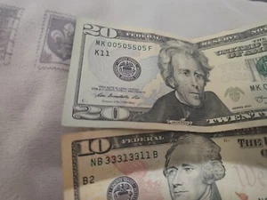 $10 Ten & 20 DOLLAR BILL ☆ Binary ☆ ☆ Fancy Numbers - Picture 1 of 2
