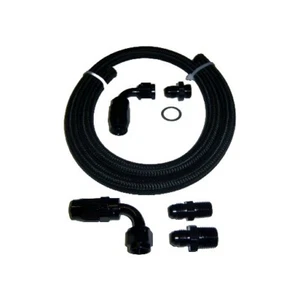 6AN BLACK BRAIDED FUEL LINE FOR HOLLEY OR DEMON SINGLE FEED FUEL LINE BLACK END - Picture 1 of 1