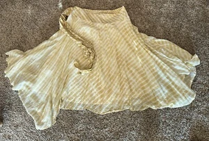 TravelSmith MP Plus Gold/White Diagonal Tie Dye Boho Handkerchief Skirt Tie Belt - Picture 1 of 10