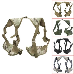 Military Tactical Under Arm Shoulder Double Pistol Gun Holster Mag Pouch - Picture 1 of 29