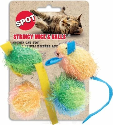 Spot Stringy Mice & Balls Assorted Catnip Cat Toy, 2 in (4 Pack) - Image 1 of 4