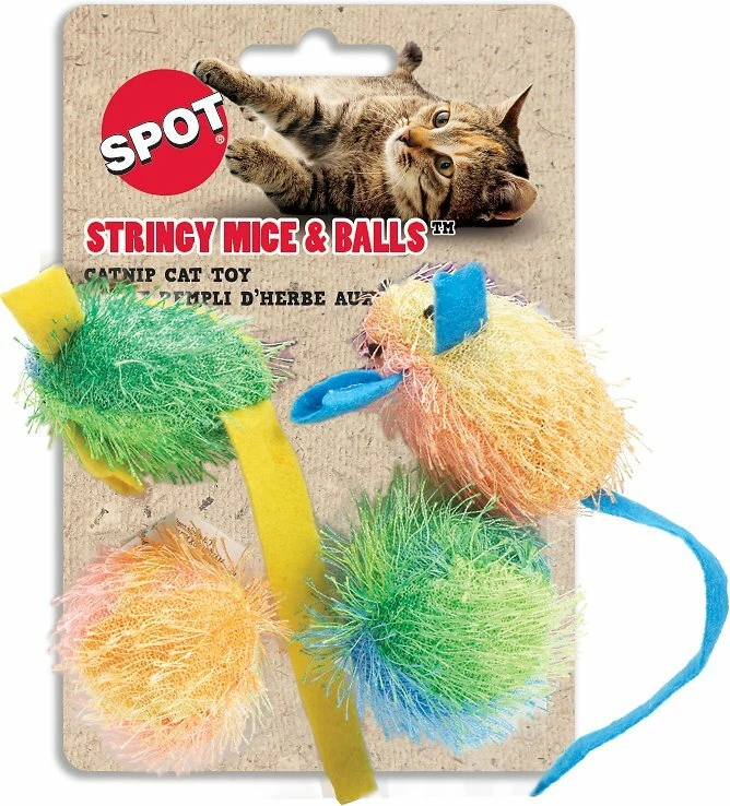 Spot Stringy Mice & Balls Assorted Catnip Cat Toy, 2 in (4 Pack) - Image 1 of 4