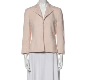 akris pink linen wool snap front blazer size 6 - Picture 1 of 9
