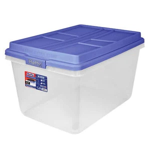 72 Quart Clear Plastic Storage Bin with Blue HI-RISE Lid, Adult - Picture 1 of 12