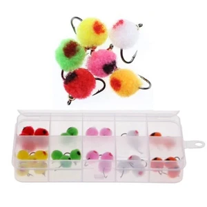 36x Salmon Egg Flies Fly Fishing Lures Sink Steelhead Trout Pike Stream 12# Hook - Picture 1 of 6