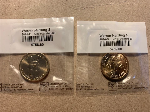 2014 P&D Warren Harding Presidential One Dollar Coins Uncirculated Cover