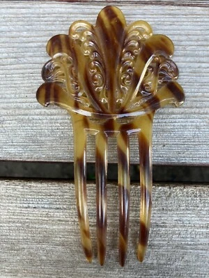Antique Celluloid Spanish Hair Comb Mantilla Faux Tortoise Shell - Image 1 of 2