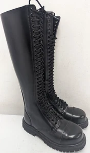 KNIGHTSBRIDGE LONDON BLACK LEATHER HIGH LEG BOOTS, STEEL TOE, UK6 US7 EU40, K500 - Picture 1 of 10