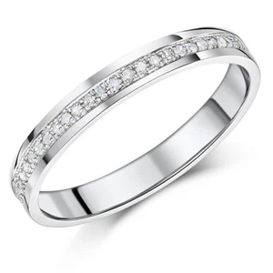 9ct Oro Blanco Media Eternidad Anillo con Diamante Corte Forma 0.15ct - Imagen 1 de 2