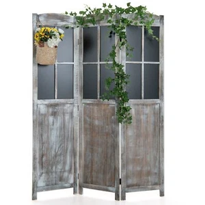 Costway 178 cm Retro 3-Panel Room Divider Wooden Tall Folding Privacy Screen - Picture 1 of 10