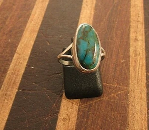 VINTAGE SOUTHWEST N.A. BLUE CHRYSOCOLLA RING SIZE 6.5 STERLING - Picture 1 of 3