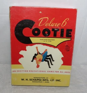 RARE Vintage 1949 "Deluxe 6 Cootie Game" Original Box Schaper Mfg. Co. - Picture 1 of 9