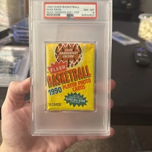 1990 Fleer Basketball Wax Pack PSA 8 - RARE Isiah Thomas AS Sticker On Top 🔥 - Picture 1 of 3