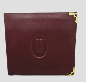 CARTIER Paris Brown Genuine Leather Wallet Men's Vintage - Picture 1 of 7