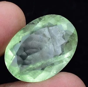 28.15 Karat Unbehandelt Natürlich Grün Smaragd Fluorit Zertifiziert Oval Lose - Bild 1 von 6