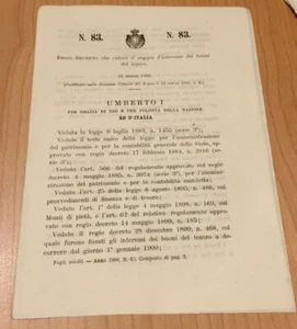 Decreto che riduce saggio d'interesse buoni del tesoro 1900 - Bild 1 von 1