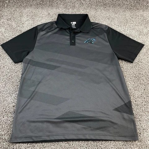 Carolina Panthers Polo Shirt Adult Extra Large Gray Black NFL Football Mens A22 Cover