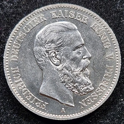 Plata 1888-A Prusia Alemania 2 marcos | Estado como nuevo - Limpio Foto 1 de 2