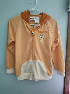 Bingo Bluey Character Jacket Hoodie Zip-up Size Large (10-12) Orange NEW - Picture 1 of 3