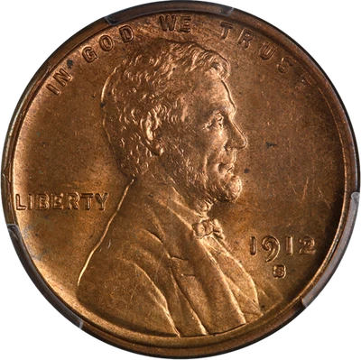 1912-S Lincoln Cent CAC Sticker PCGS MS64 RB Superb Eye Appeal - Image 1 of 4