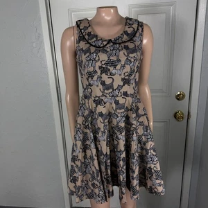 Nooworks Damen Kleid S Stretch Katze Baumwolle Druck Taschen Hergestellt in den USA Peter Pan U16 - Bild 1 von 7