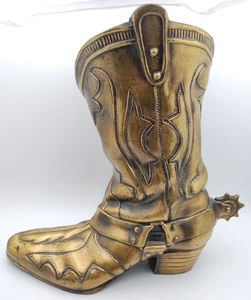 Brass Cowboy Boot Spur Planter Pot Vase ArtBrass Giftmakers 9" Western Vintage - Picture 1 of 6