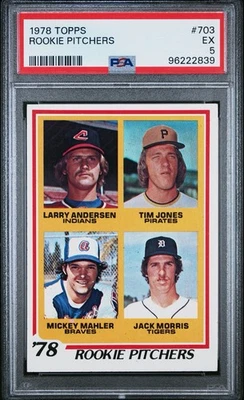 Tarjeta de novato Jack Morris | 1978 Topps #703 | Salón de la Fama | PSA 5 (Excelente) Foto 1 de 2