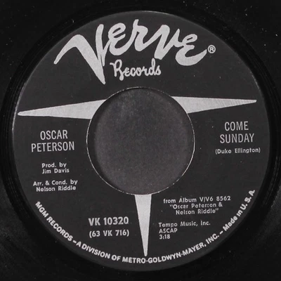OSCAR PETERSON: come sunday / someday my prince will come VERVE 7" Single 45 RPM Foto 1 de 2
