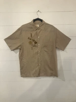 Camisa hawaiana vintage años 60’s 70’s Iolani beige isla tema poliéster para hombre M Foto 1 de 4